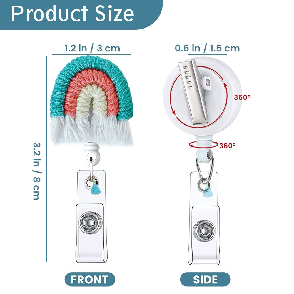 Wholesale Weaving of Rainbow Tassels, Rotating Crocodile Clip Badges, Scroll Extendable Plastic Keychains